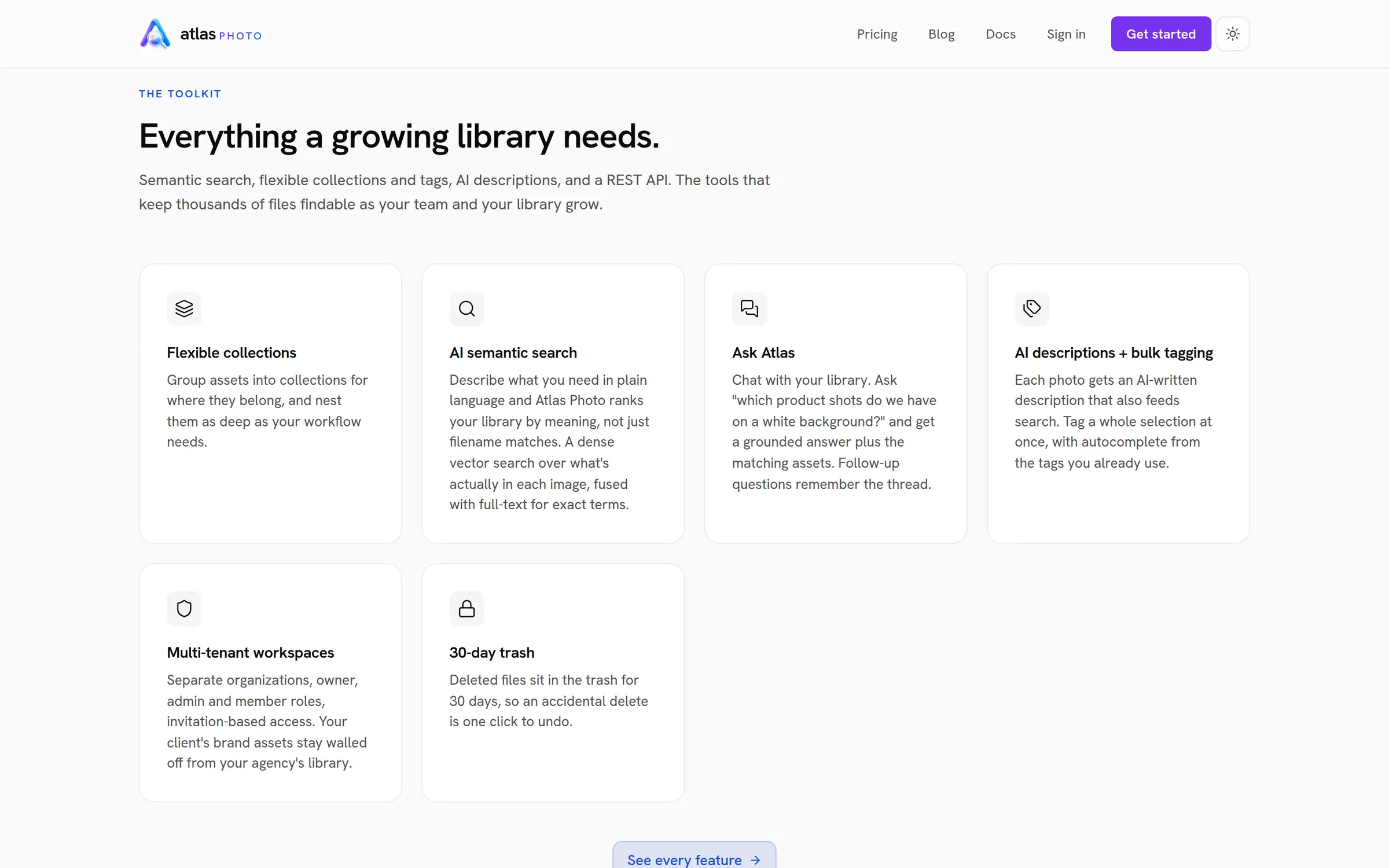 Everything a growing library needs section listing the features
